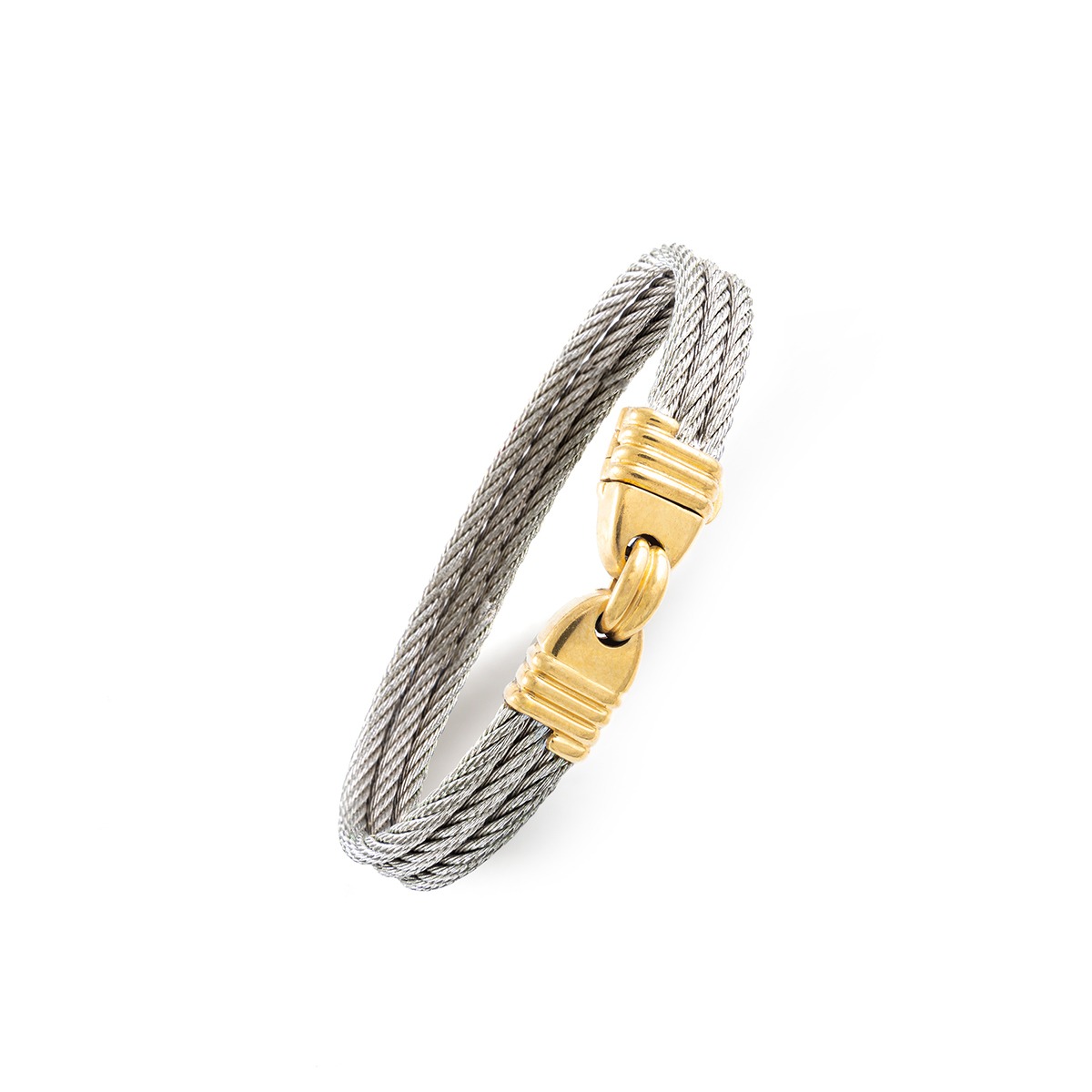 Front shot of the Fred Force 10 Gold and Steel Bracelet.