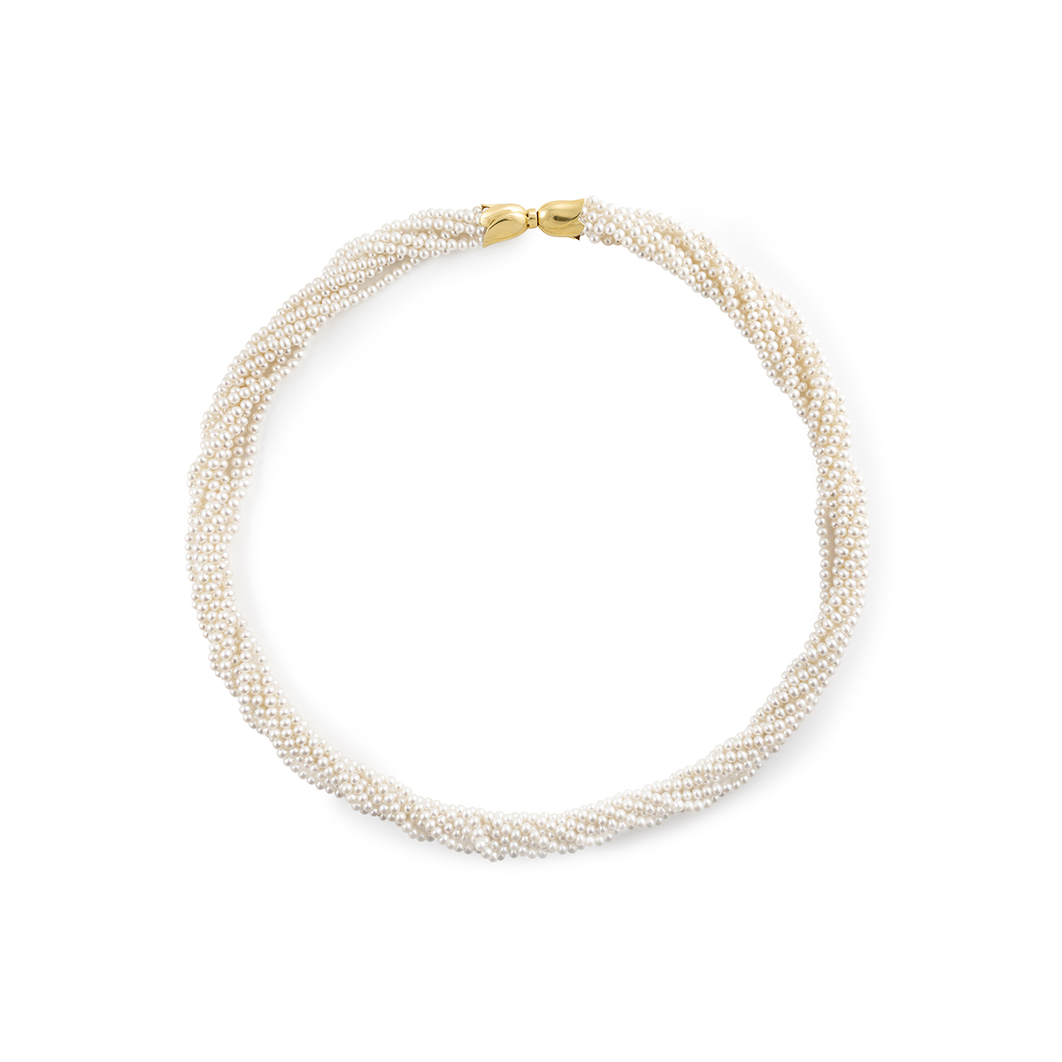 1980 cultured pearl twisted gold 18k sautoir necklace